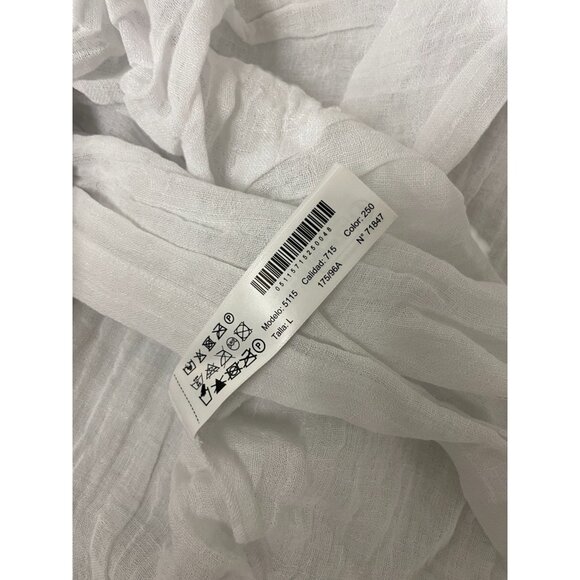 Massimo Dutti Womens Textured Linen Shirt Top L White Knot Front 5115/715 NWT - Picture 10 of 15